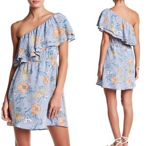 LUSH one shoulder floral mini dress